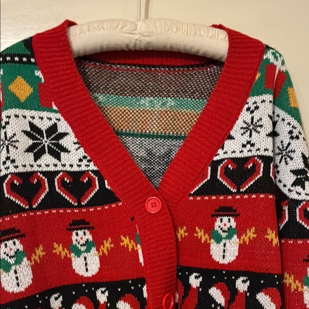 New 🆕 Festive Red and Green Cardigan 2X - Picture 4 of 7